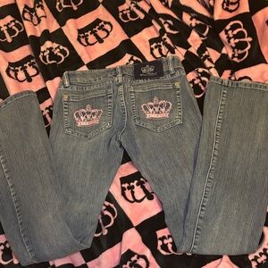 2000s y2k pink crown Women's Blue Jeans